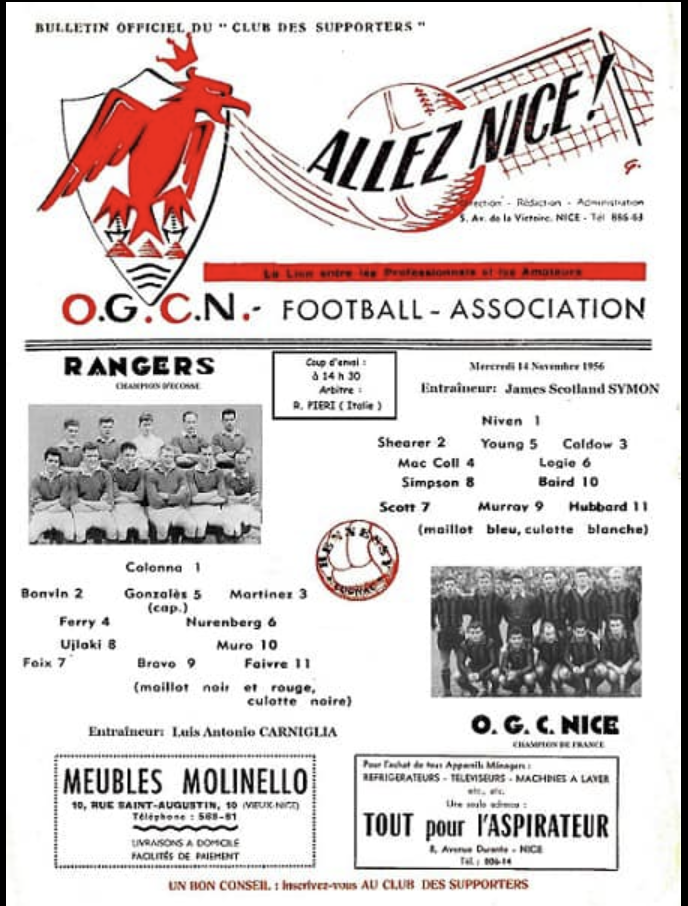 Blast From The Past – Rangers v OGC Nice 1956/57